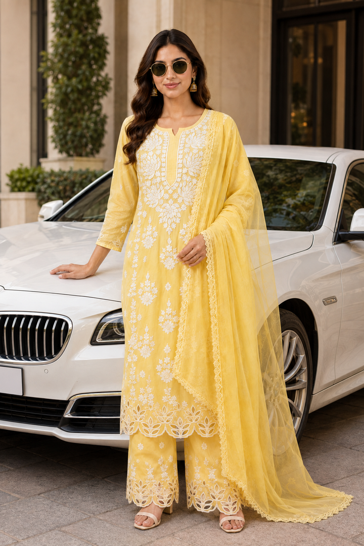 Rooh Muslin Chikankari Dress
