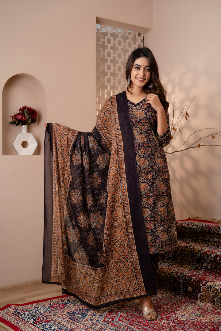 ADVIKA COTTON PRINTED DUPATTA SET