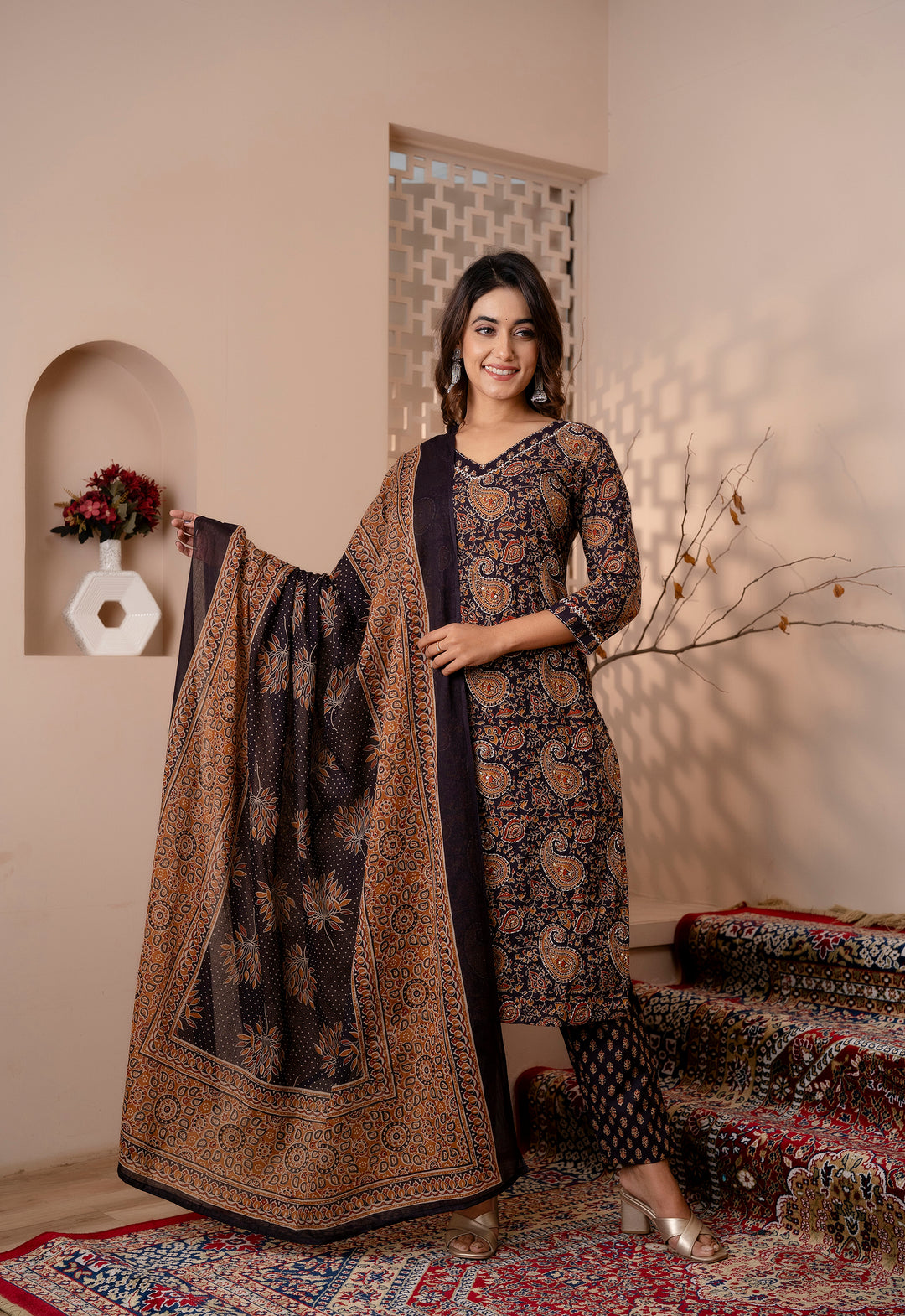 ADVIKA COTTON PRINTED DUPATTA SET