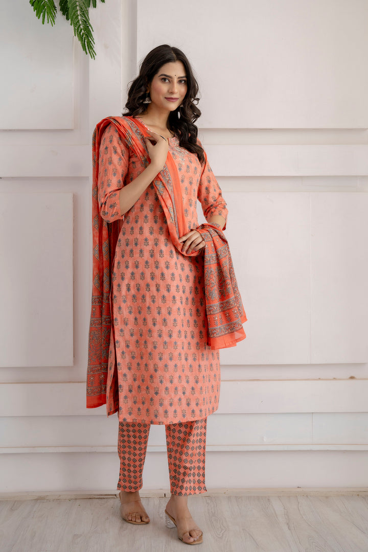 RAASHI COTTON PRINTED DUPATTA SET