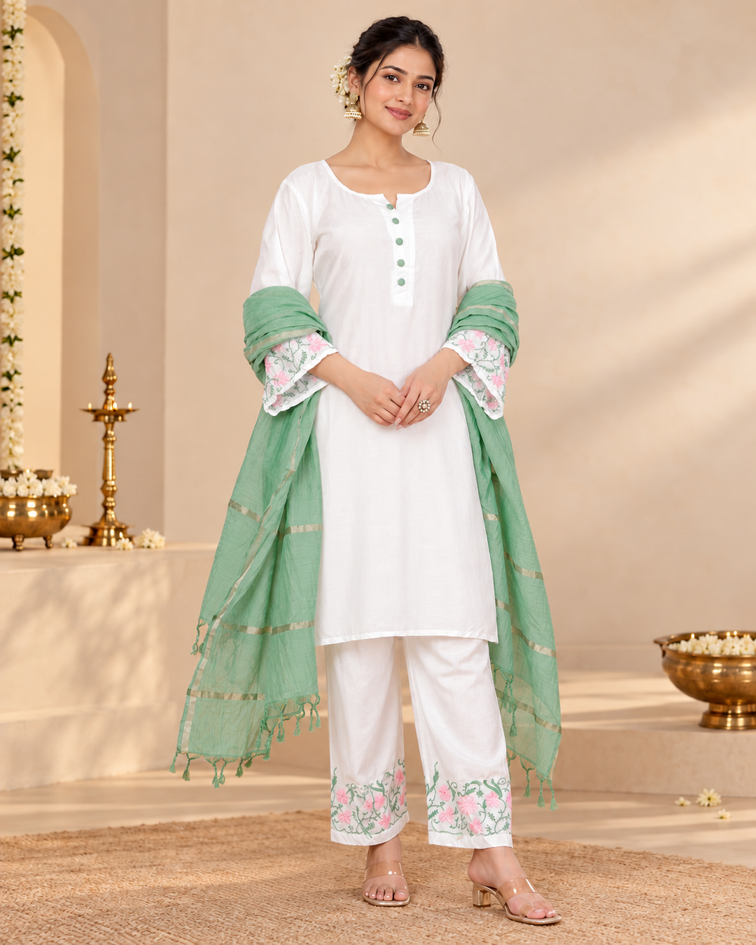 ROZA CHIKANKARI 3 PIECE SET