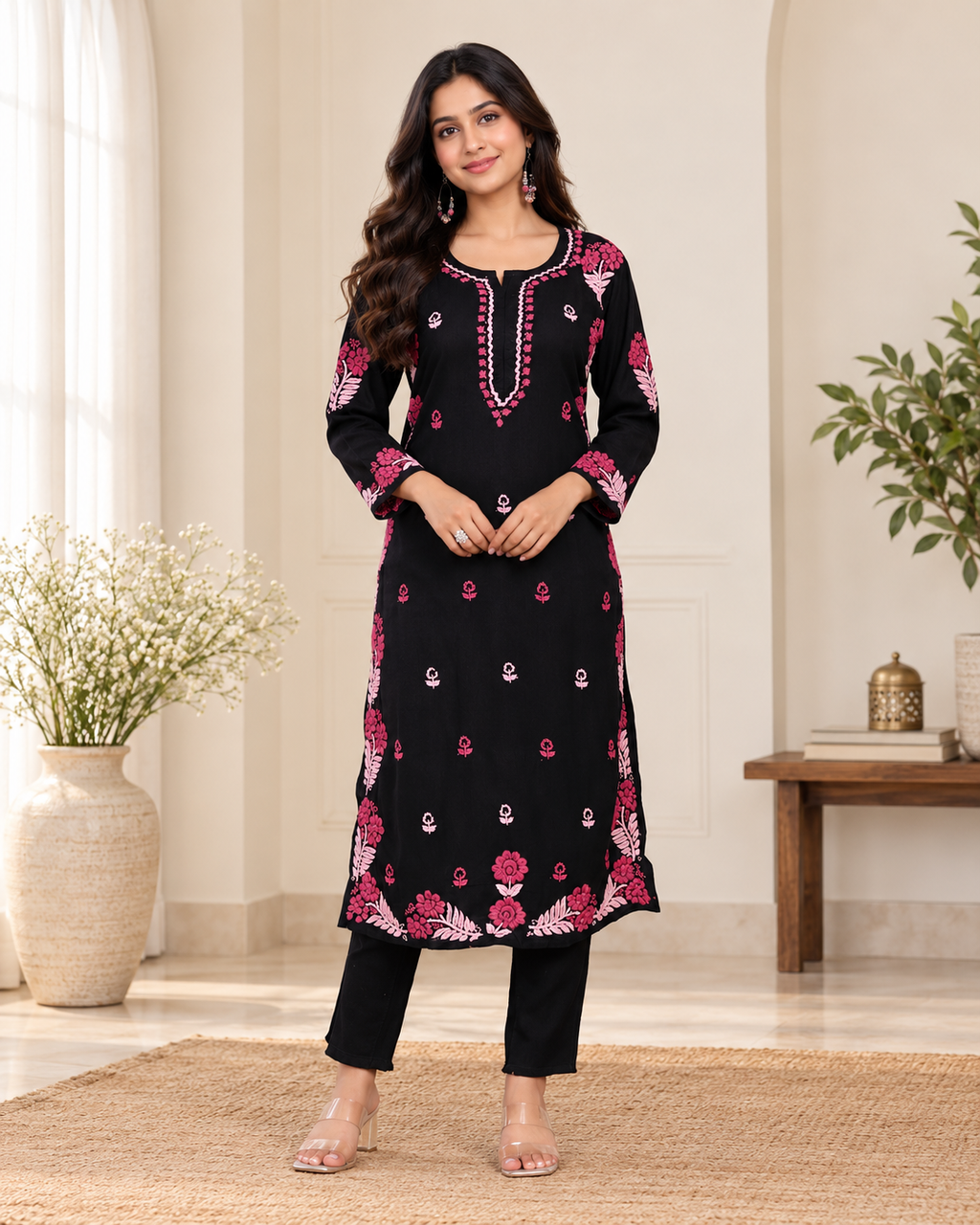 Roma Rayon Chikankari Long kurti