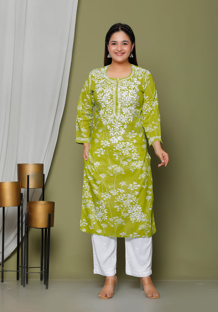 GULNAR MUL COTTON CHIKANKARI LONG KURTI