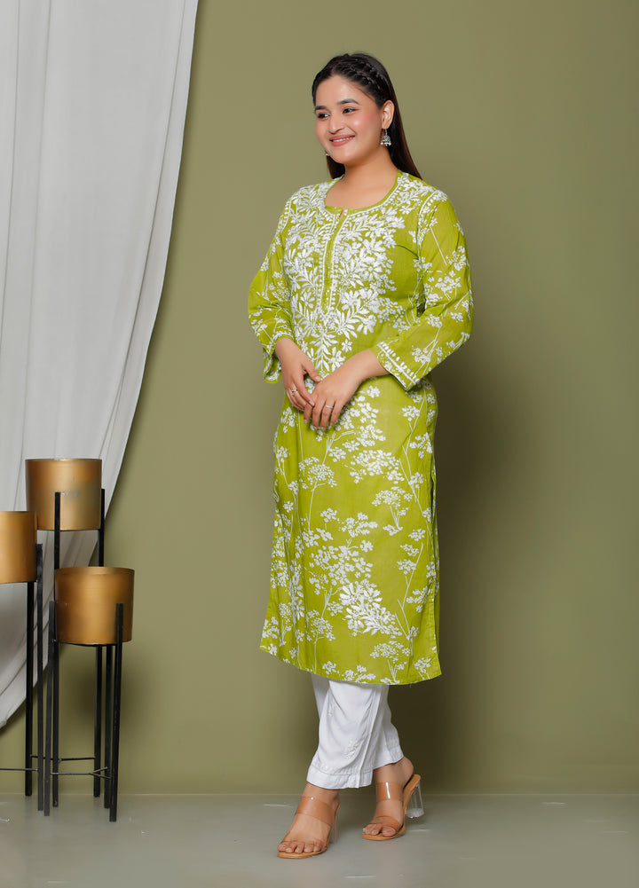 GULNAR MUL COTTON CHIKANKARI LONG KURTI