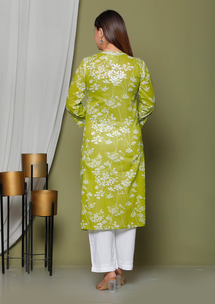 GULNAR MUL COTTON CHIKANKARI LONG KURTI