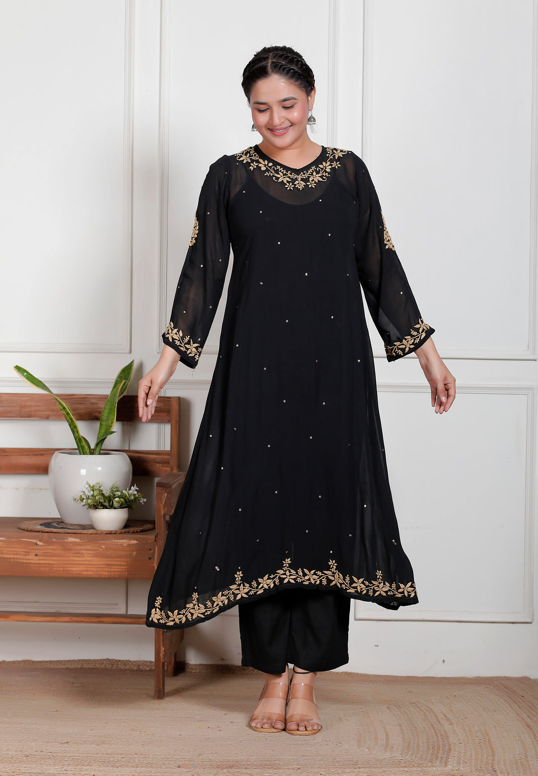 Hazel Viscose Chikankari 3 Piece Suit