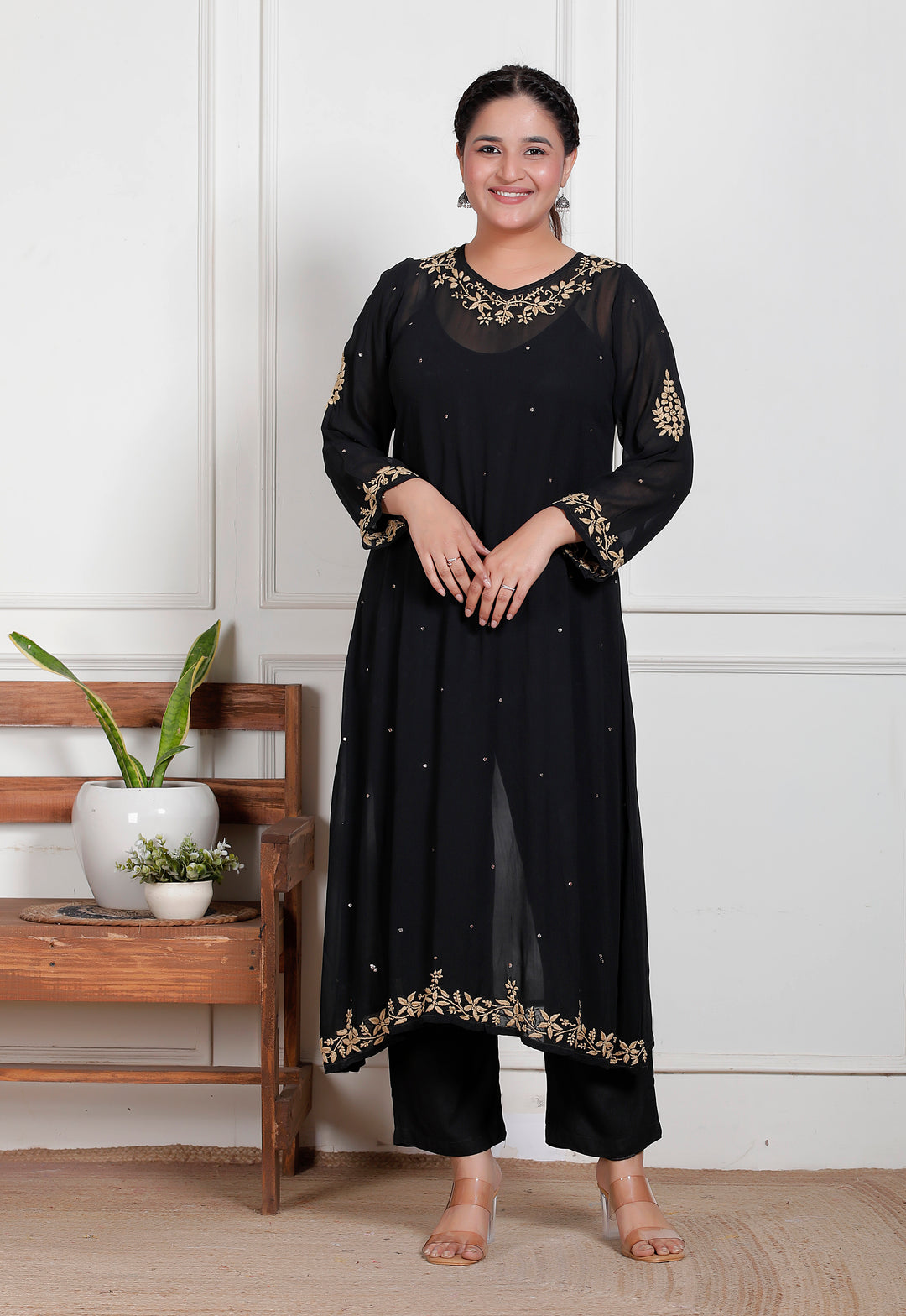 Hazel Viscose Chikankari 3 Piece Suit