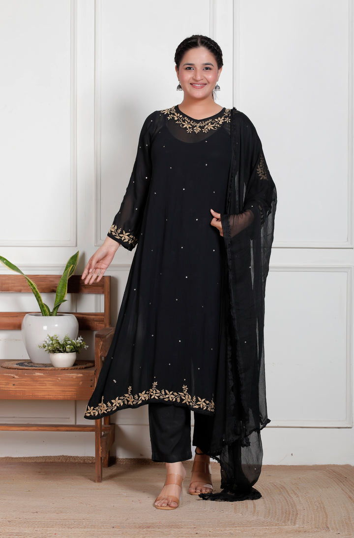 Hazel Viscose Chikankari 3 Piece Suit