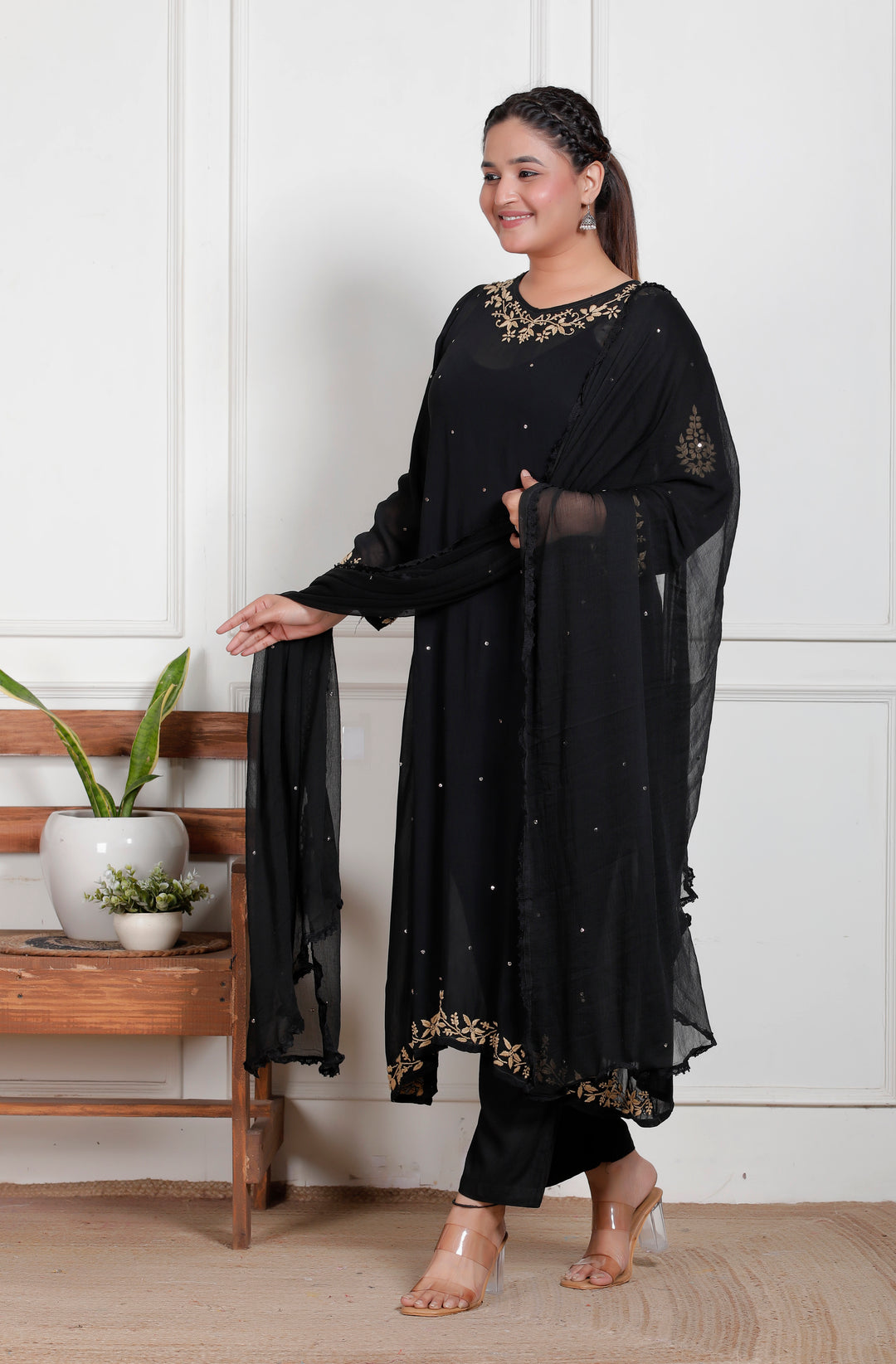 Hazel Viscose Chikankari 3 Piece Suit