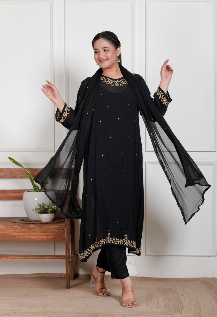Hazel Viscose Chikankari 3 Piece Suit