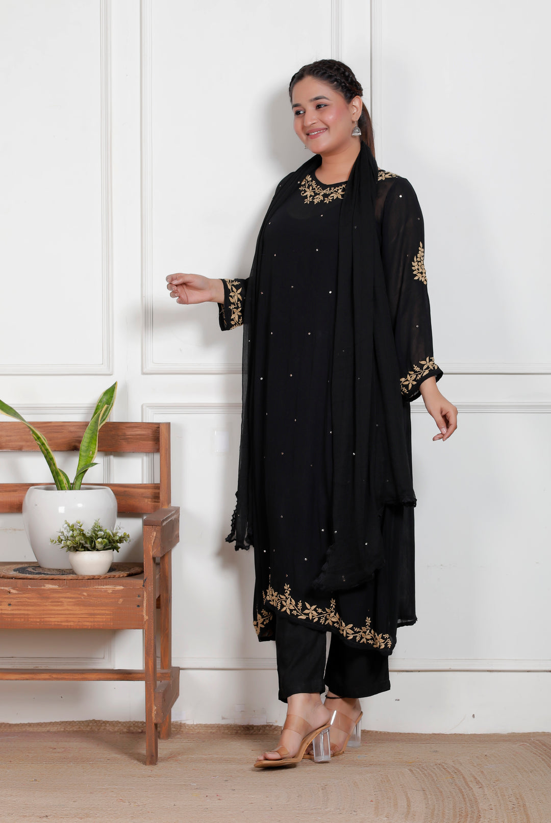 Hazel Viscose Chikankari 3 Piece Suit