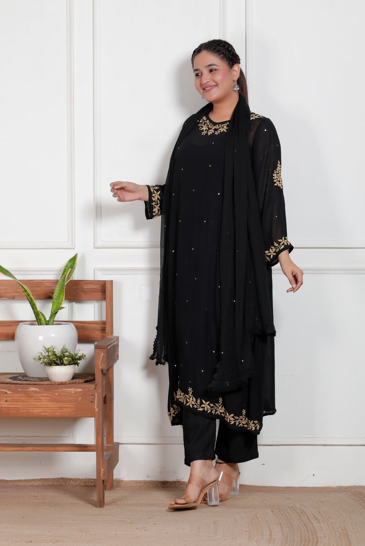 Hazel Viscose Chikankari 3 Piece Suit