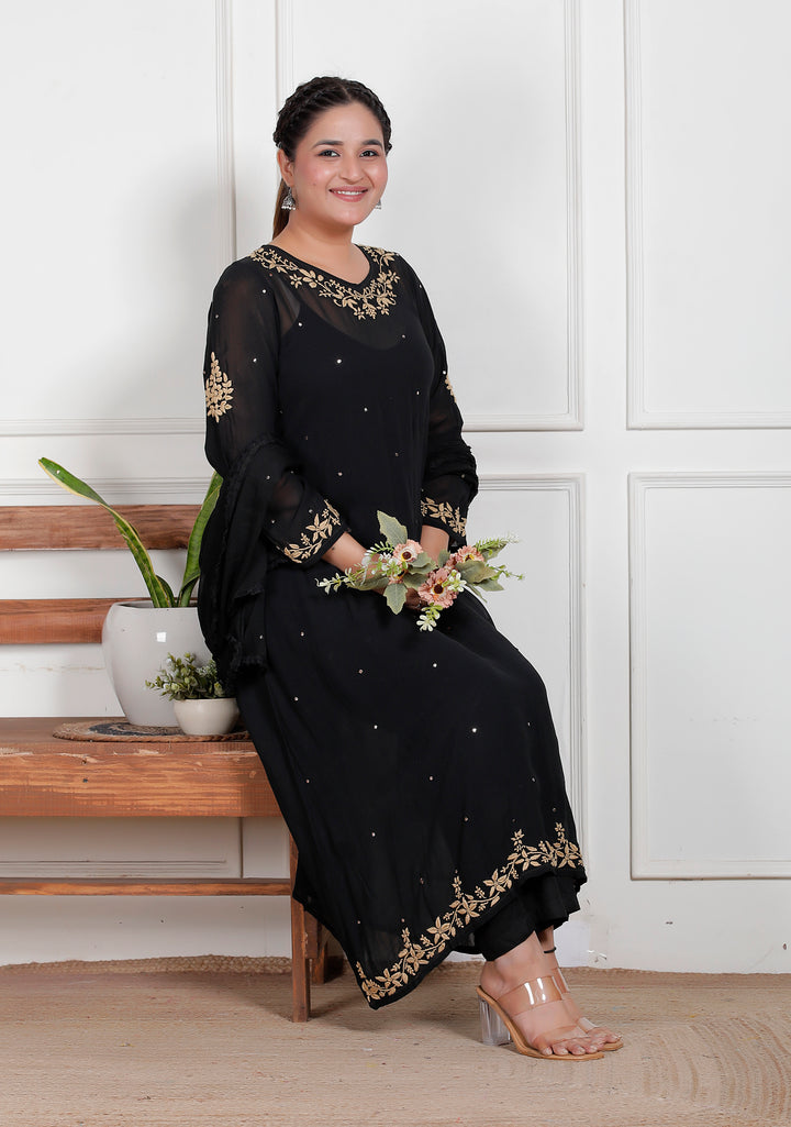 Hazel Viscose Chikankari 3 Piece Suit