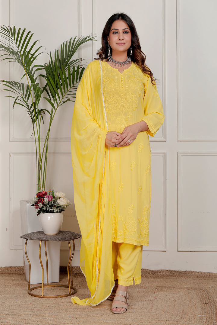 Suhani Modal chikankari dress with Dupatta