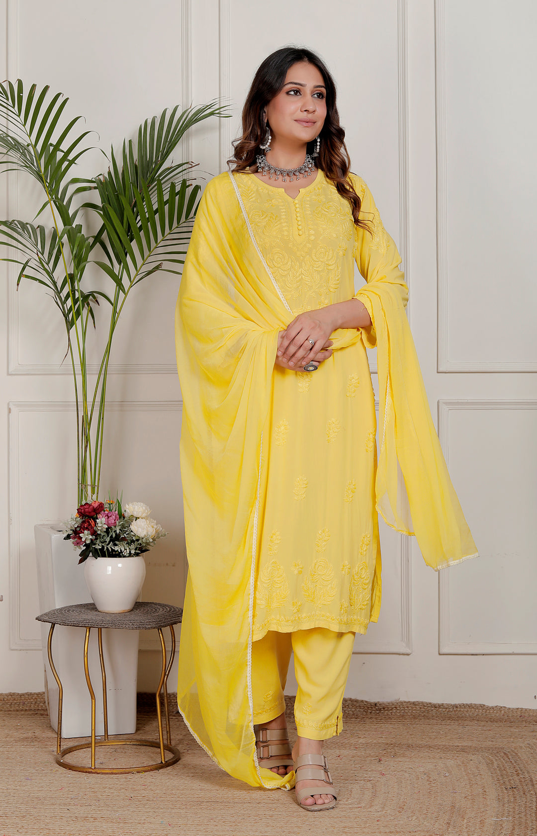 Suhani Modal chikankari dress with Dupatta
