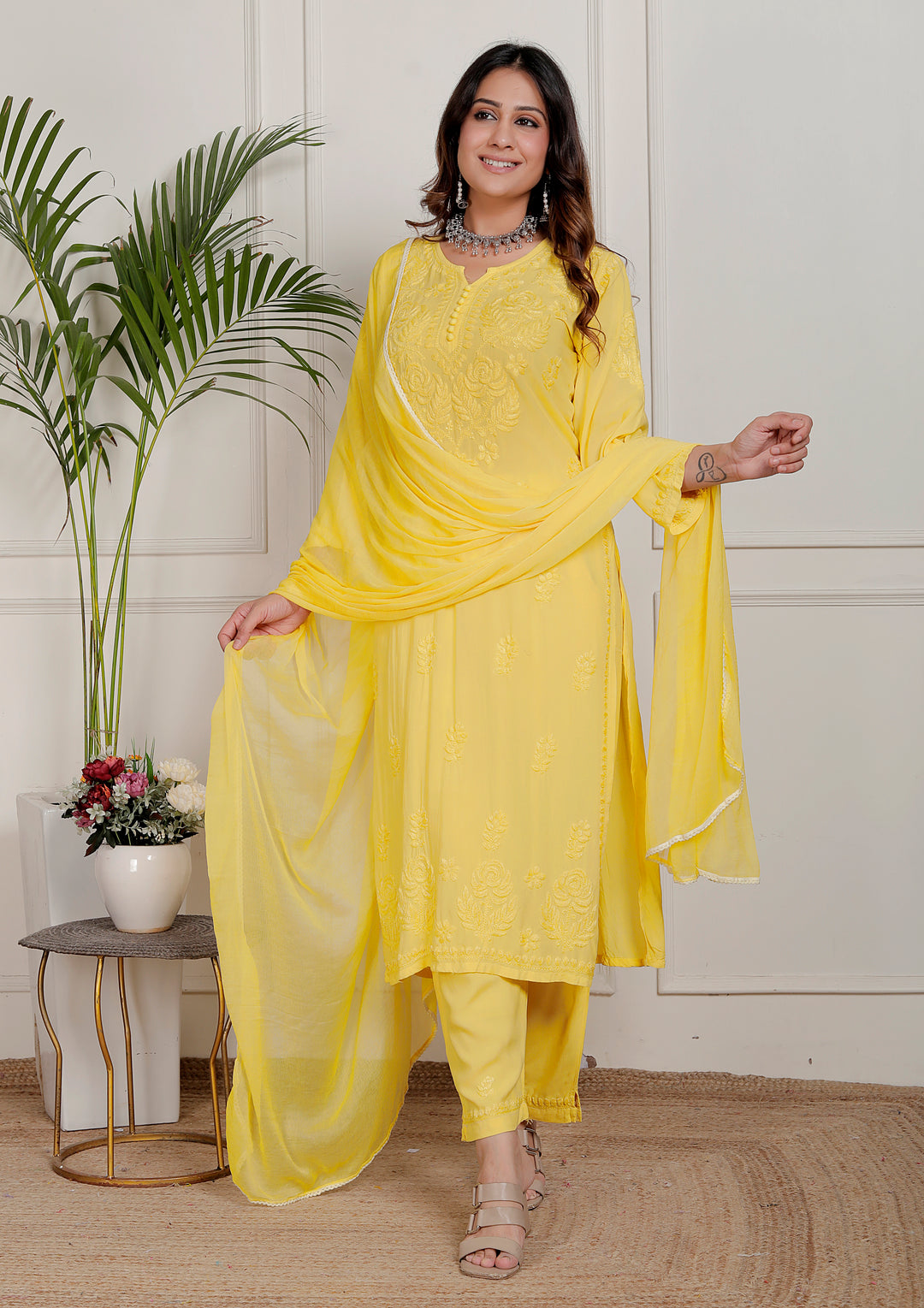 Suhani Modal chikankari dress with Dupatta