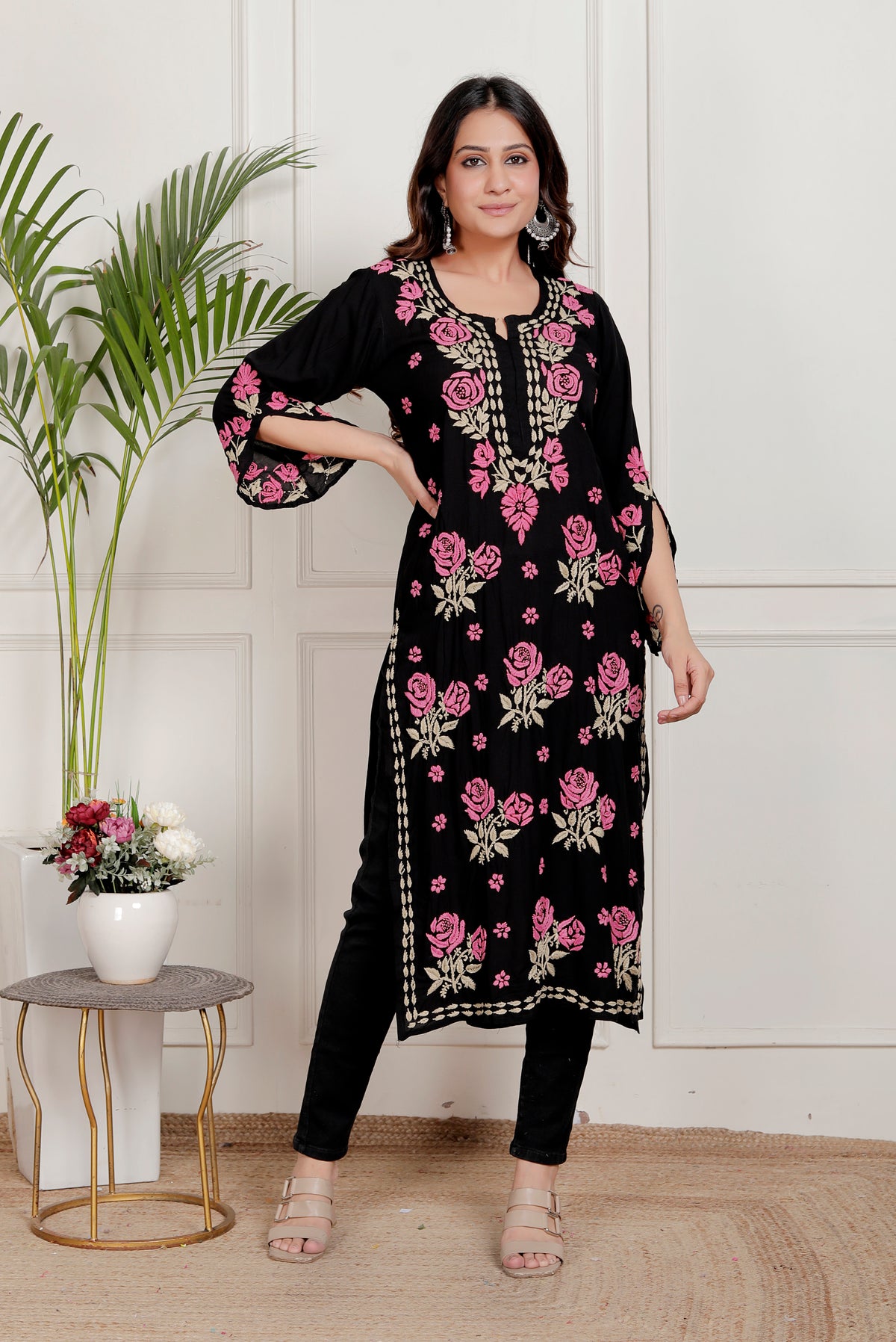 Dahlia Cotton Chikankari Long Kurti