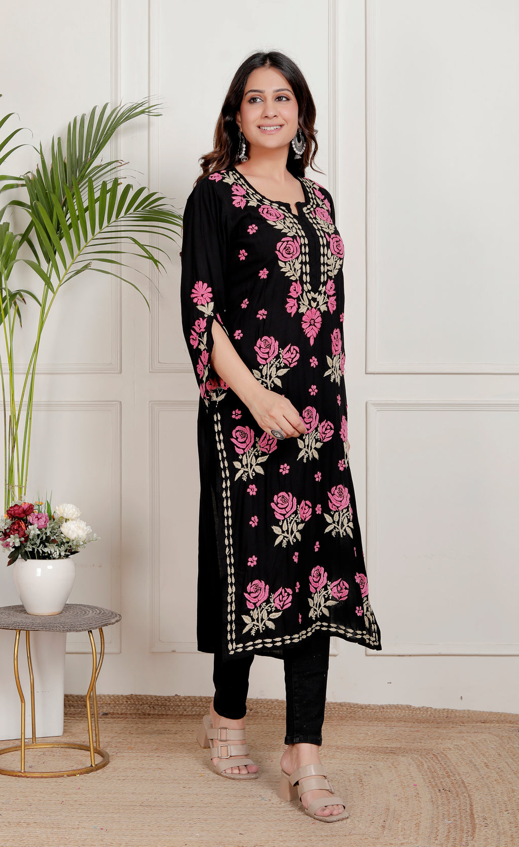Dahlia Cotton Chikankari Long Kurti
