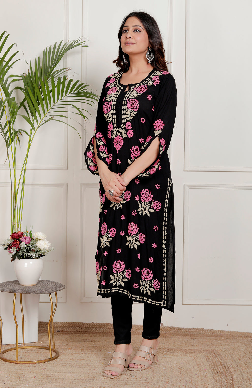 Dahlia Cotton Chikankari Long Kurti