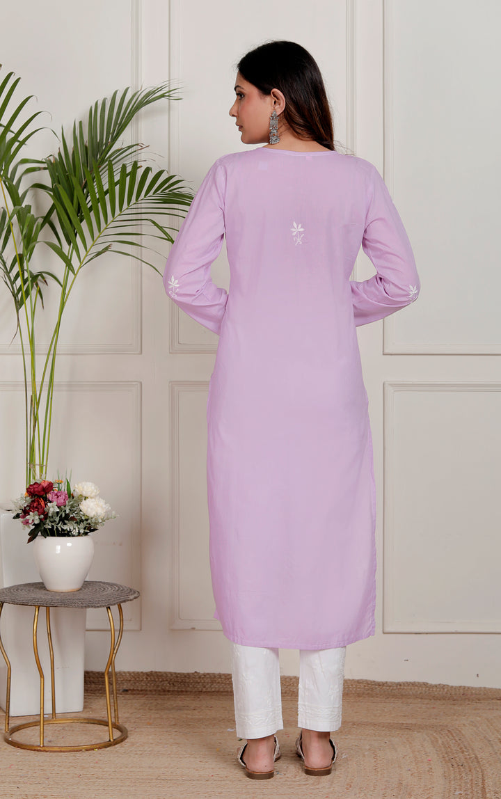 Shaheen Cotton Chikankari Long Kurti