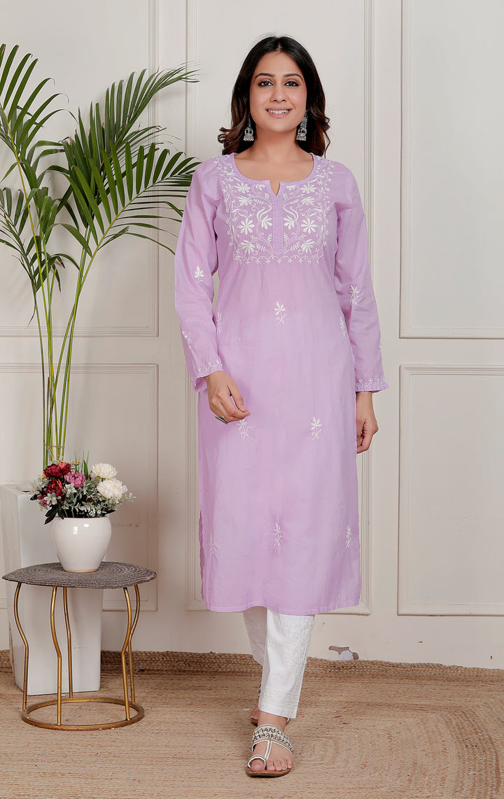 Shaheen Cotton Chikankari Long Kurti