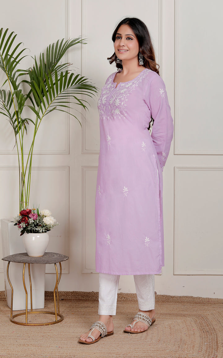 Shaheen Cotton Chikankari Long Kurti