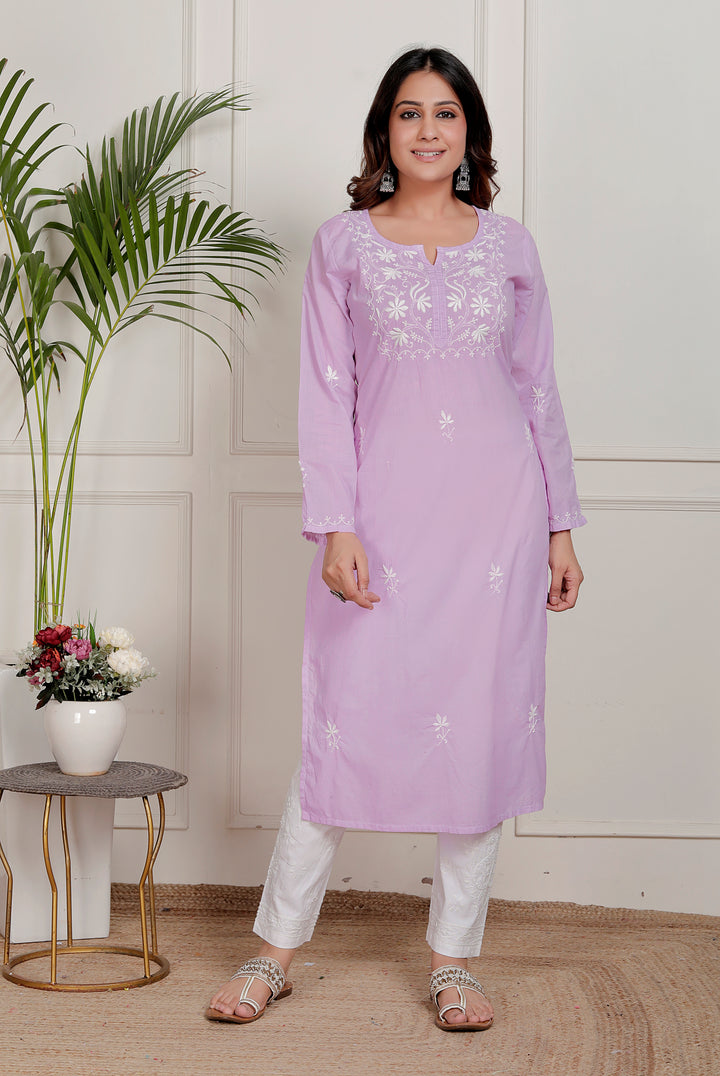Shaheen Cotton Chikankari Long Kurti