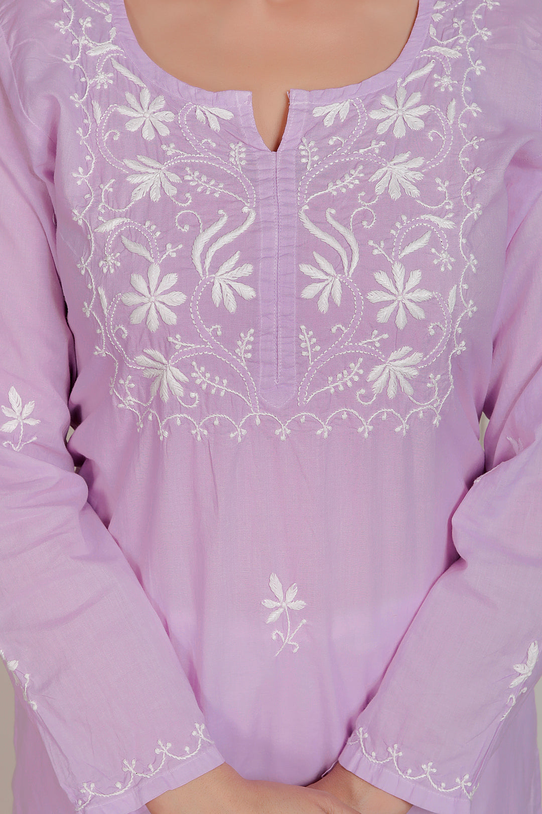 Shaheen Cotton Chikankari Long Kurti