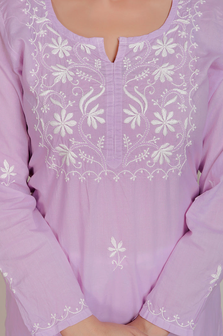 Shaheen Cotton Chikankari Long Kurti