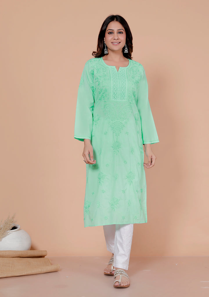 SHALEEN Cotton Chikankari Long Kurti