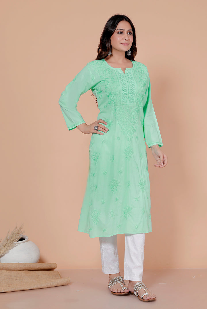 SHALEEN Cotton Chikankari Long Kurti
