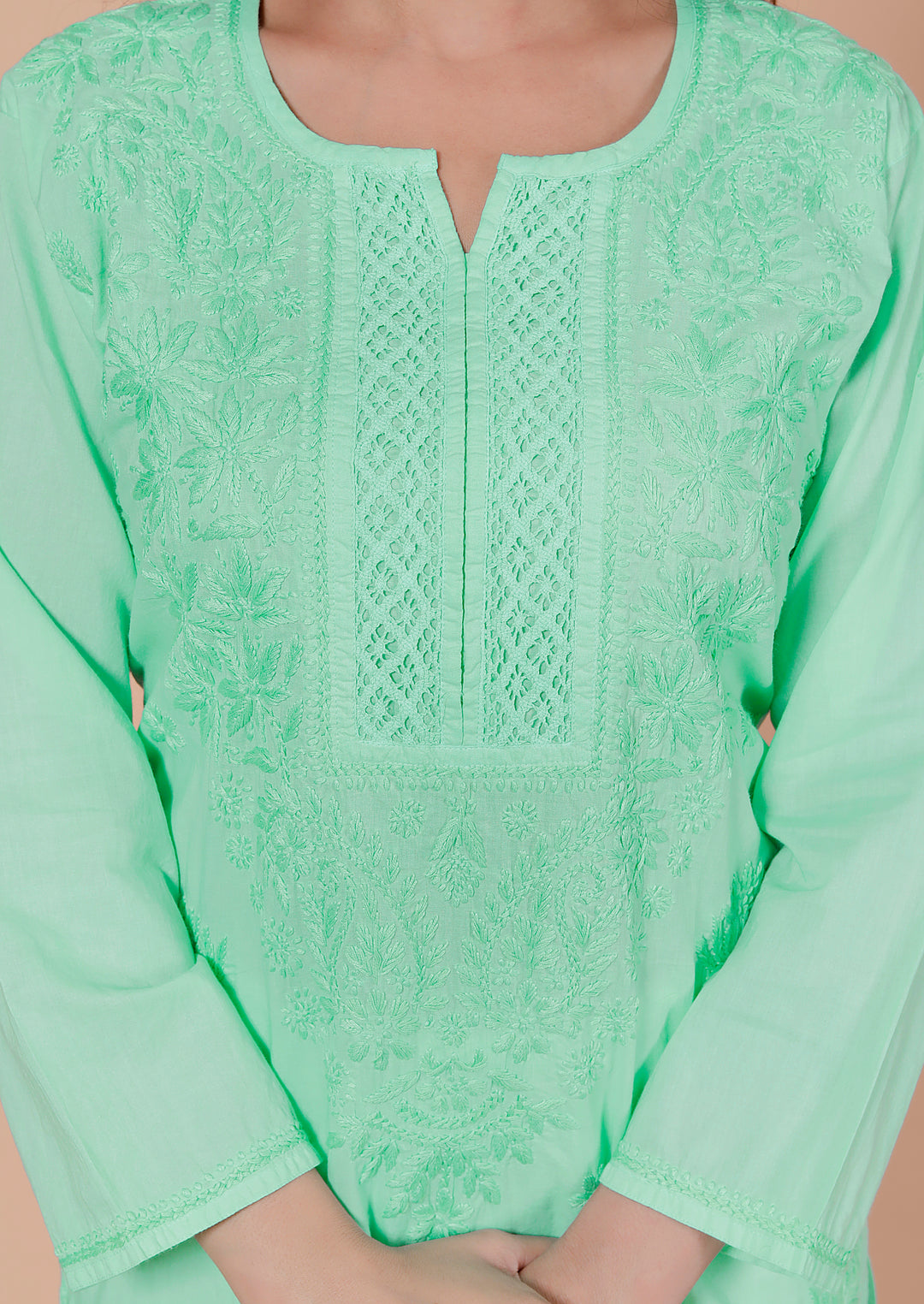 SHALEEN Cotton Chikankari Long Kurti