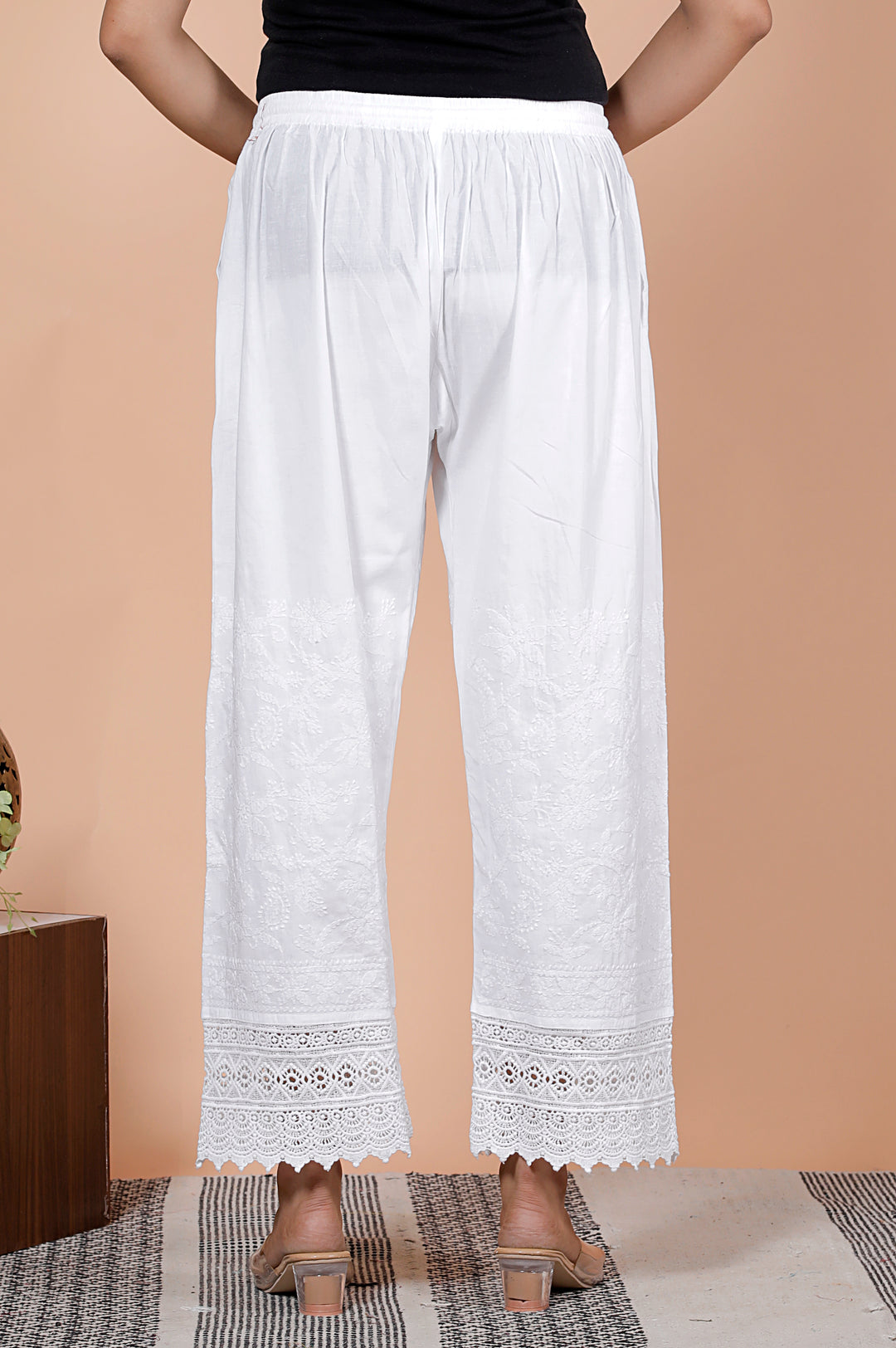 WAJIHA Cotton Chikankari Trousers