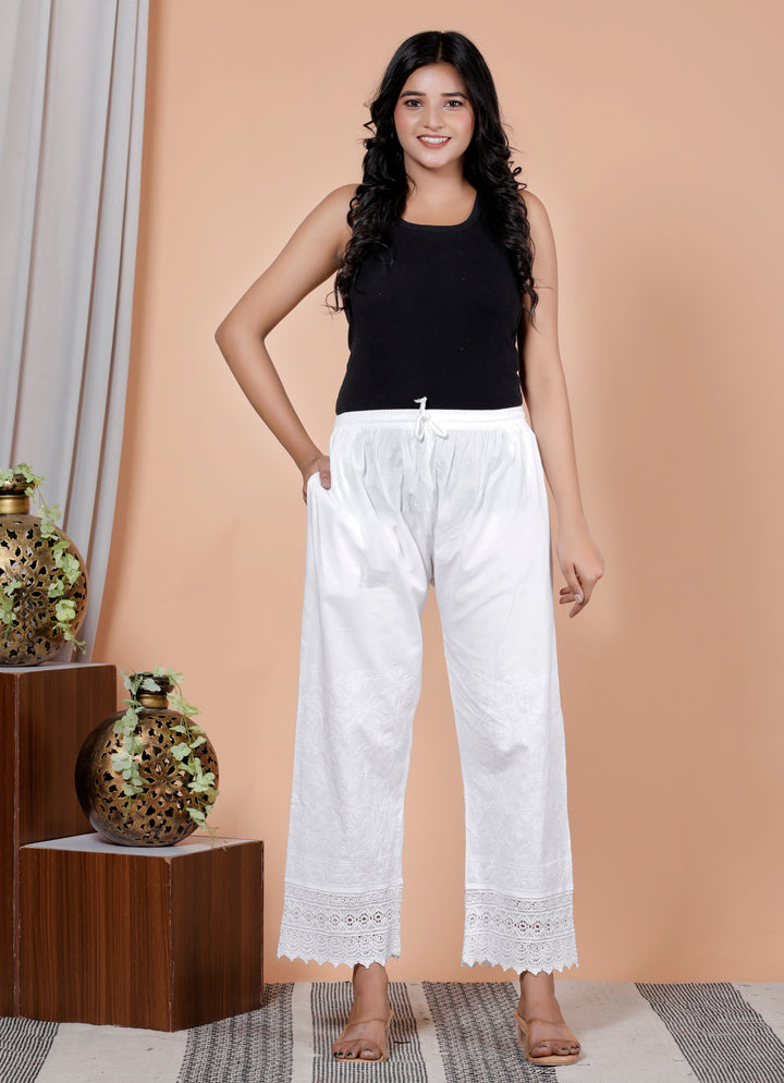 WAJIHA Cotton Chikankari Trousers