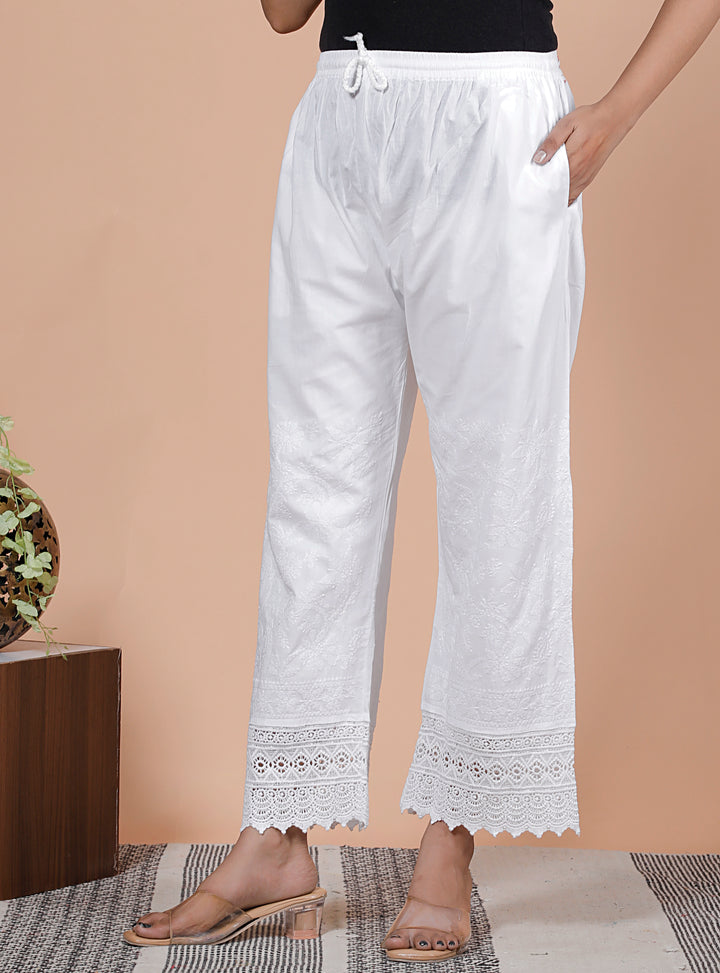 WAJIHA Cotton Chikankari Trousers