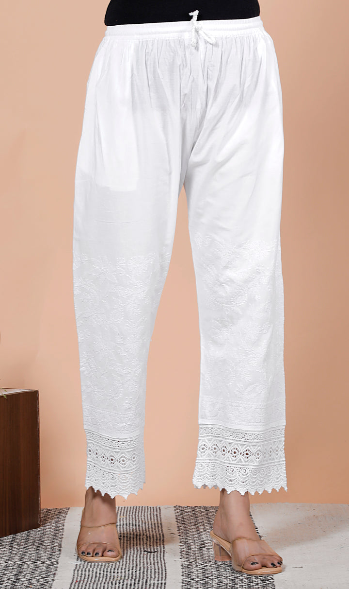 WAJIHA Cotton Chikankari Trousers