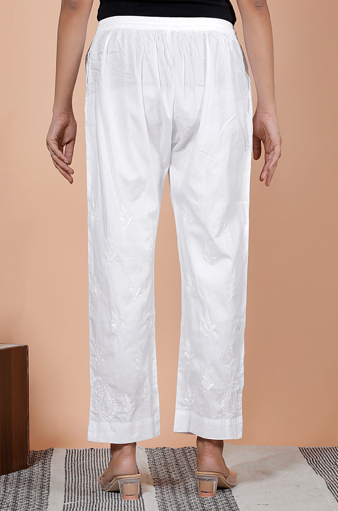 ADARA Cotton Chikankari Trousers