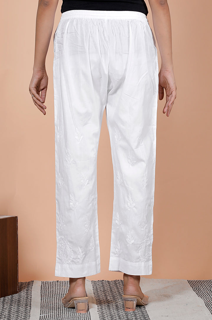 ADARA Cotton Chikankari Trousers
