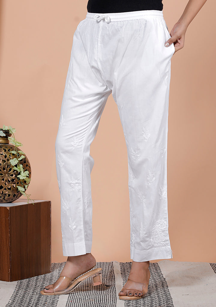 ADARA Cotton Chikankari Trousers