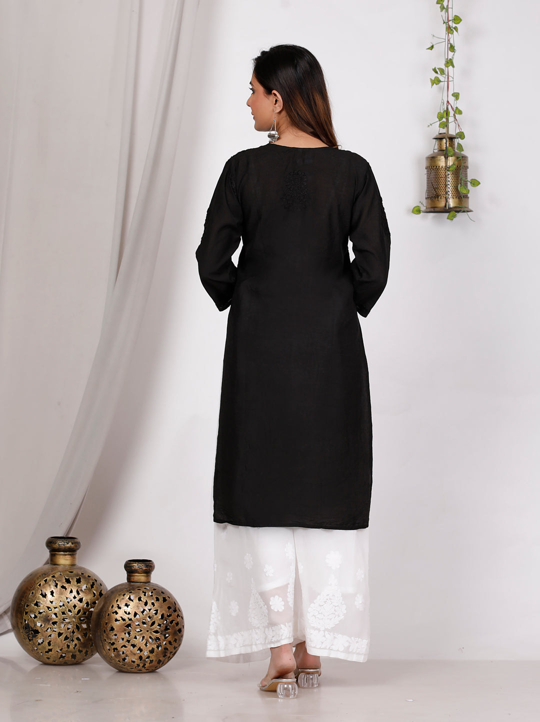SUHANA CHANDERI CHIKANKARI LONG KURTI
