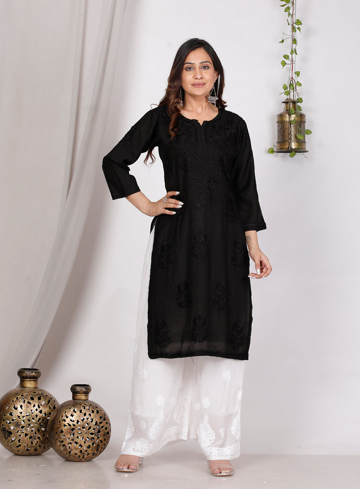 SUHANA CHANDERI CHIKANKARI LONG KURTI