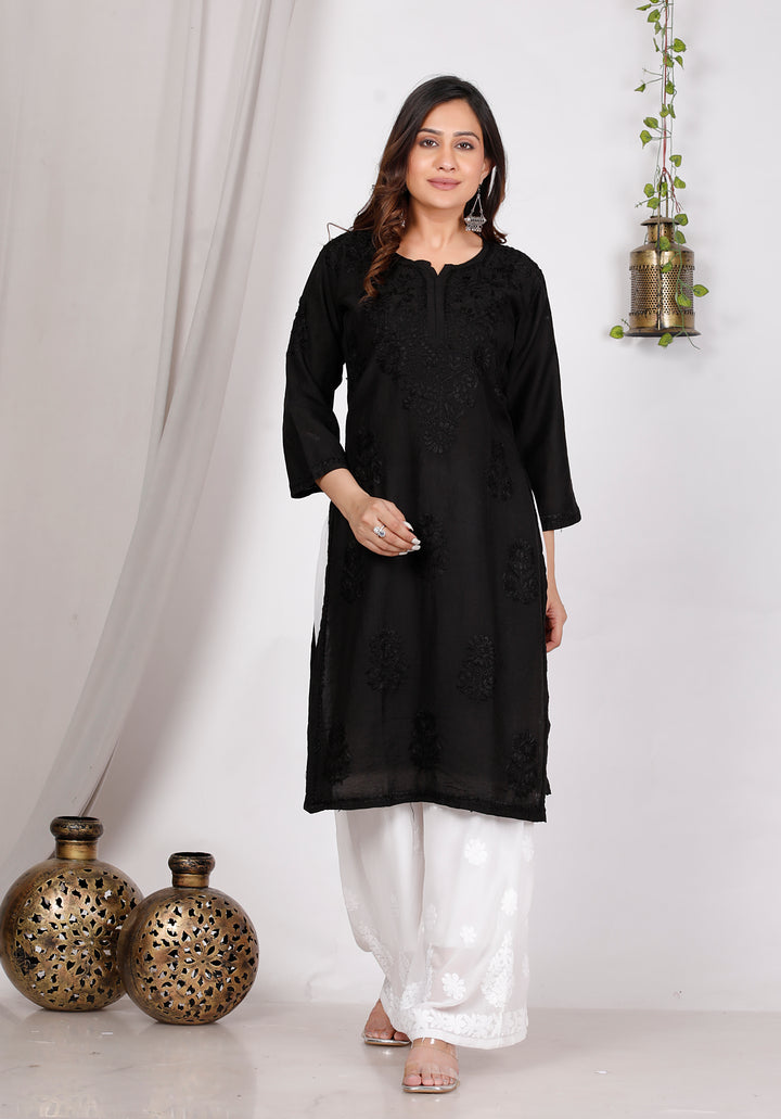 SUHANA CHANDERI CHIKANKARI LONG KURTI