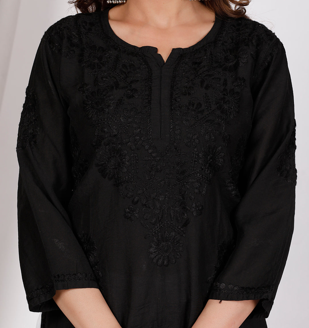 SUHANA CHANDERI CHIKANKARI LONG KURTI