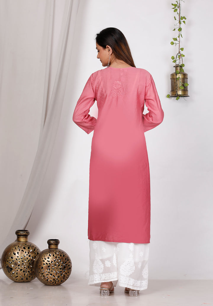 SUHANA CHANDERI CHIKANKARI LONG KURTI