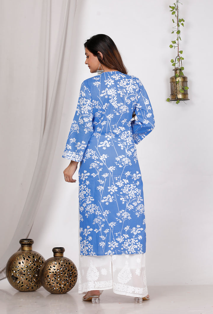 GULNAR MUL COTTON CHIKANKARI LONG KURTI
