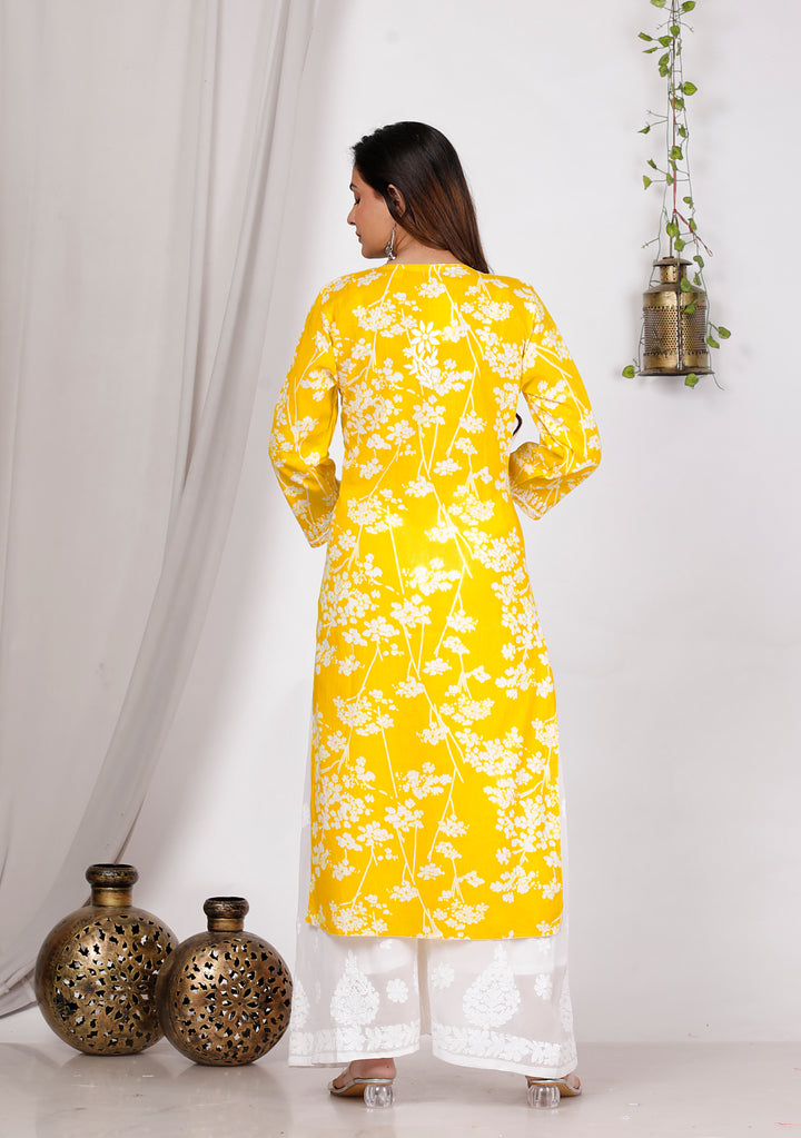 GULNAR MUL COTTON CHIKANKARI LONG KURTI