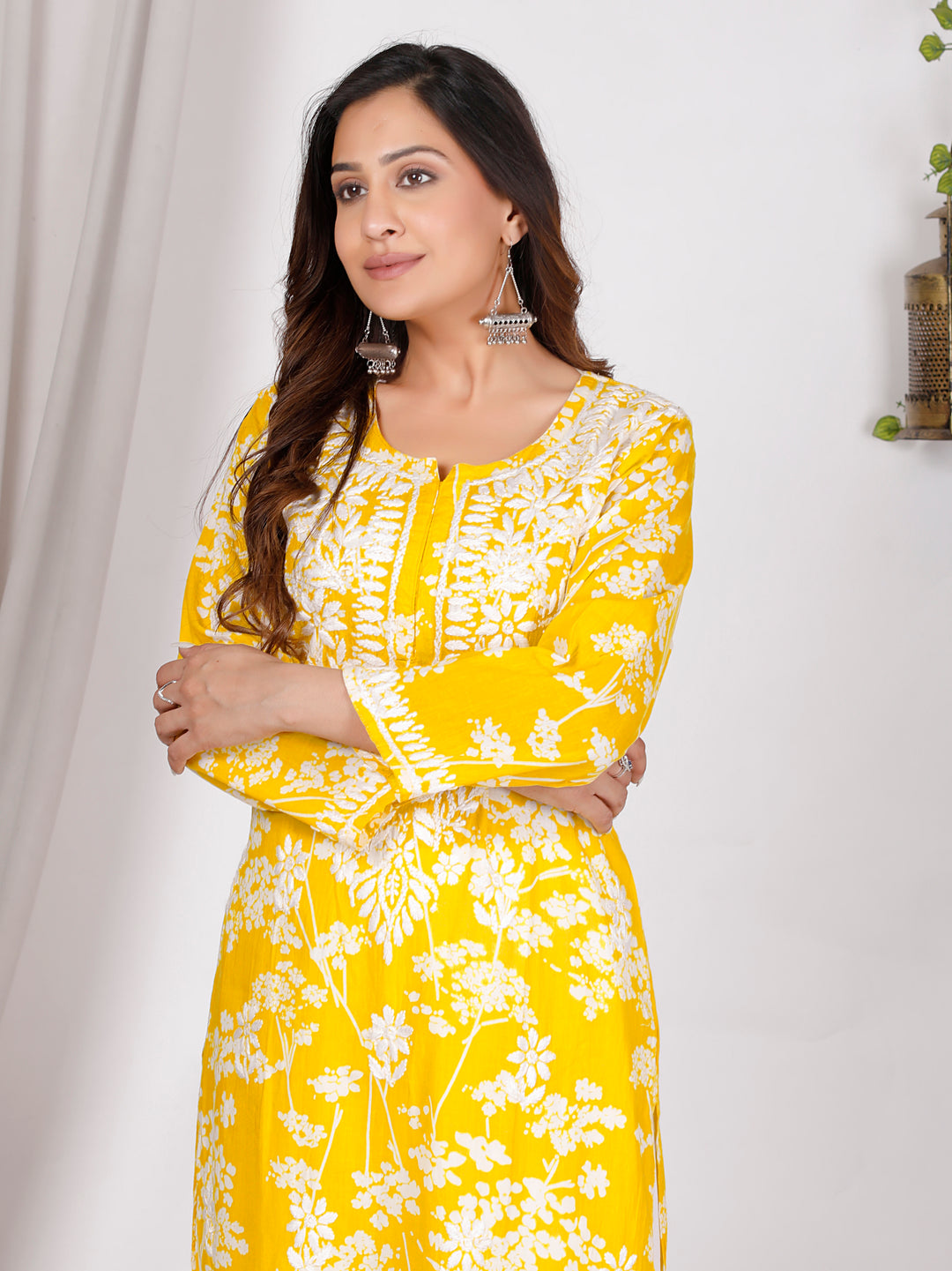 GULNAR MUL COTTON CHIKANKARI LONG KURTI