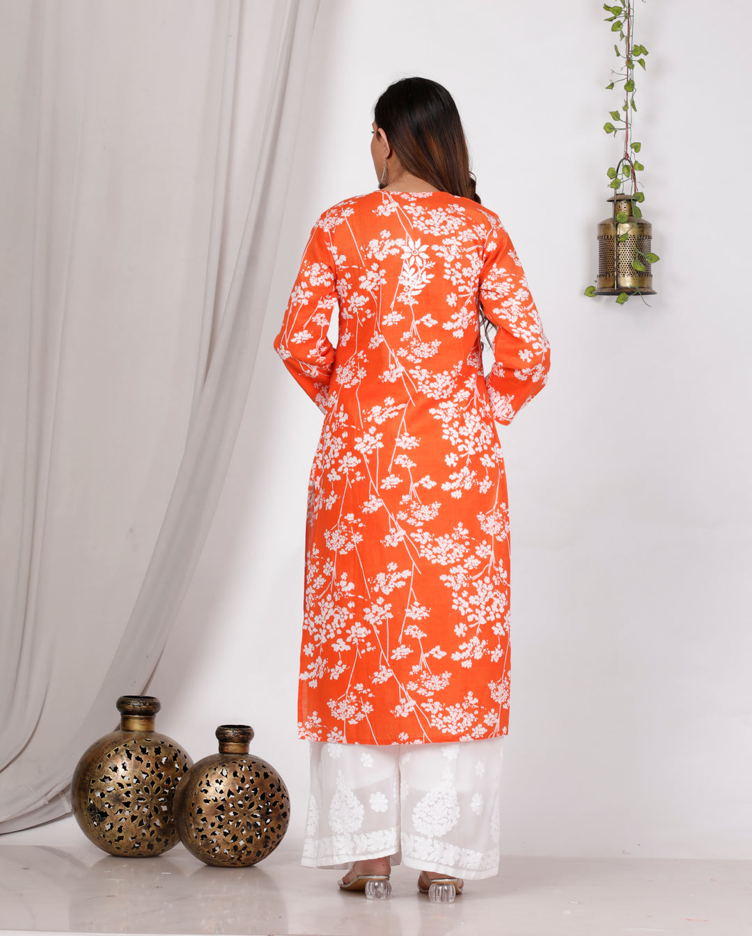 GULNAR MUL COTTON CHIKANKARI LONG KURTI