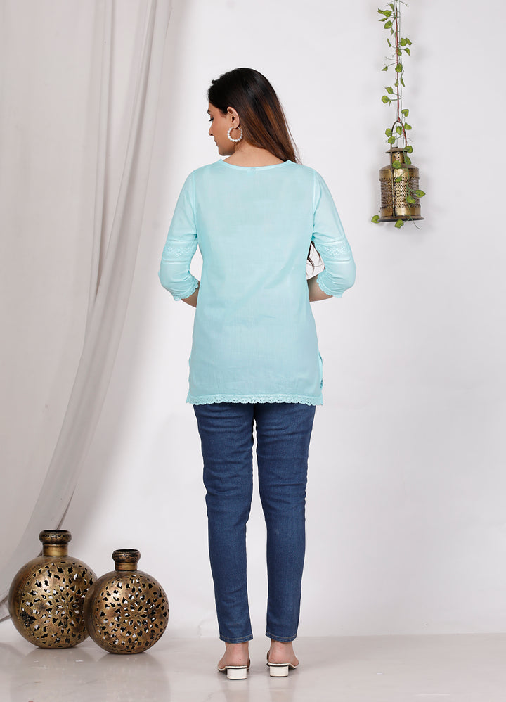 AALIYA COTTON CHIKANKARI SHORT TOP