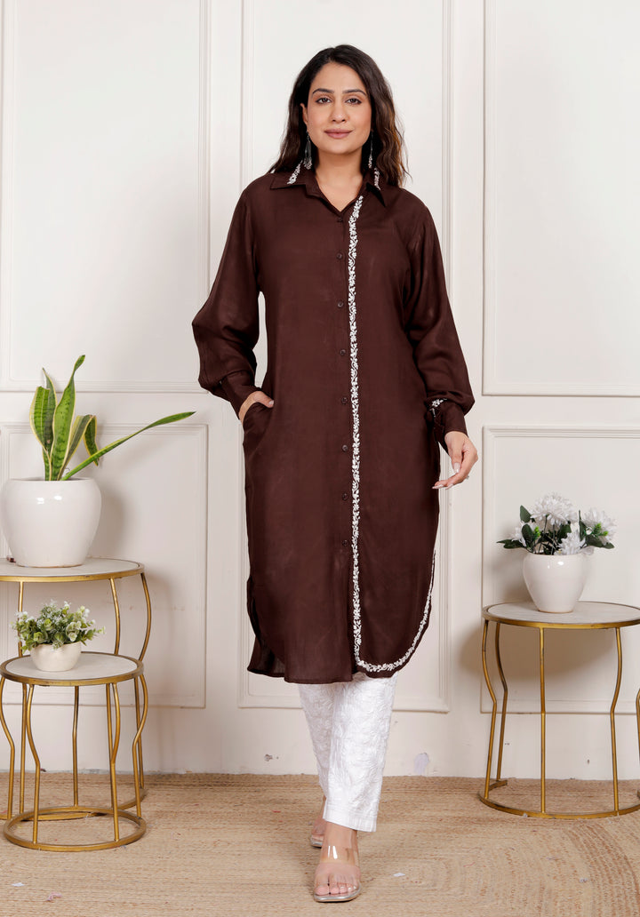Hareem Cotton Chikankari Long shirt